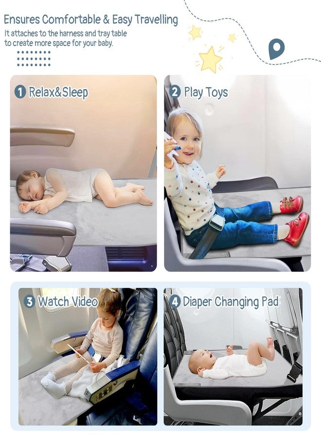Ravasen Toddler Airplane Bed, Airplane Seat Extender Travel Bed for Kids, Baby Travel Essentials for Flying, Portable Plane Footrest for Kids, Toddler Must Haves for Flights Grey - Image 5